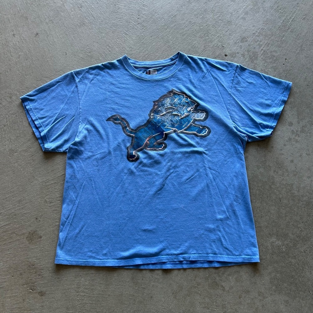 Team Apparel Detroit Lions Shirt Size XL Blue NFL Football Logo
